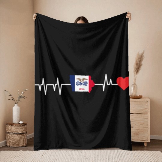 Iowa Heartbeat Gift Throw Blankets