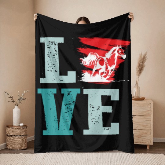 Horse Girl Horseback Riding Pony Lover Ranch Owner Throw Blankets
