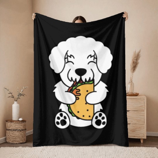 Bichon Frise Taco Lover Throw Blankets