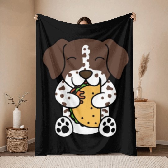 German Shorthaired Pointer Taco Lover Throw Blankets