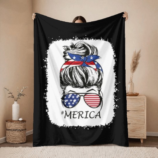 4th of July Merica Throw Blankets USA American Pride