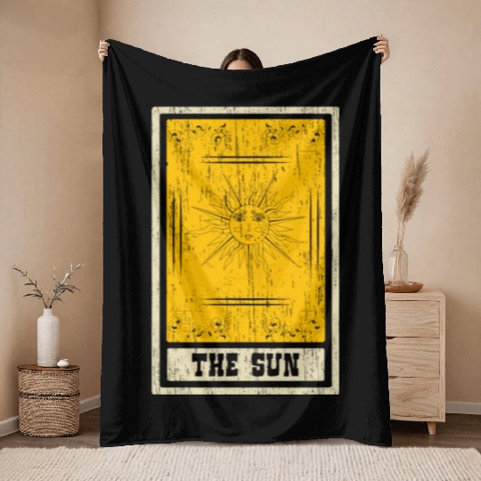 The Sun Tarot Card Shaman Fortune Telling Throw Blankets
