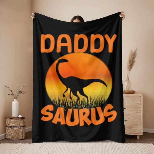 Daddysaurus Papasaurus Throw Blankets