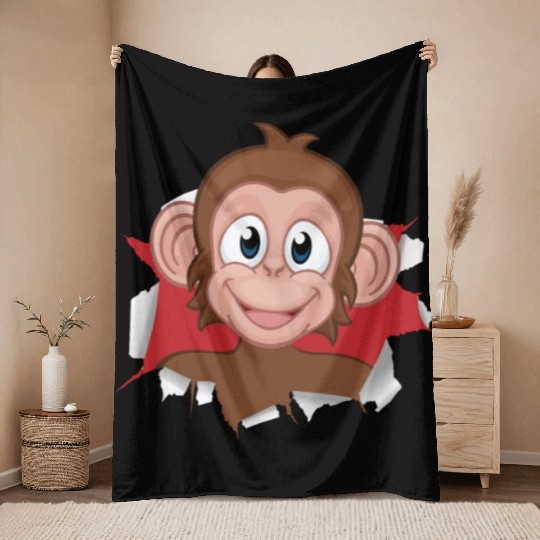 Monkey Children Monkey Child Chimpanzee Throw Blankets