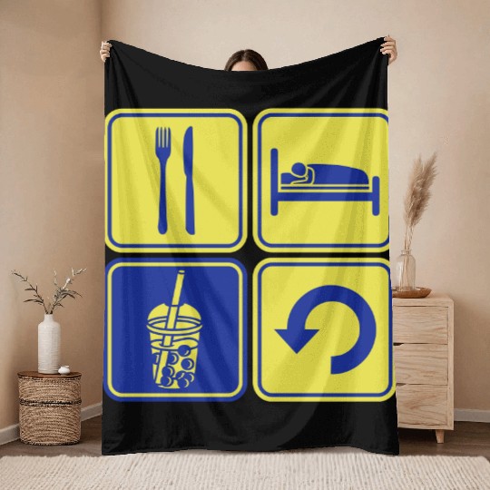 Repeat Boba Tea daily Throw Blankets