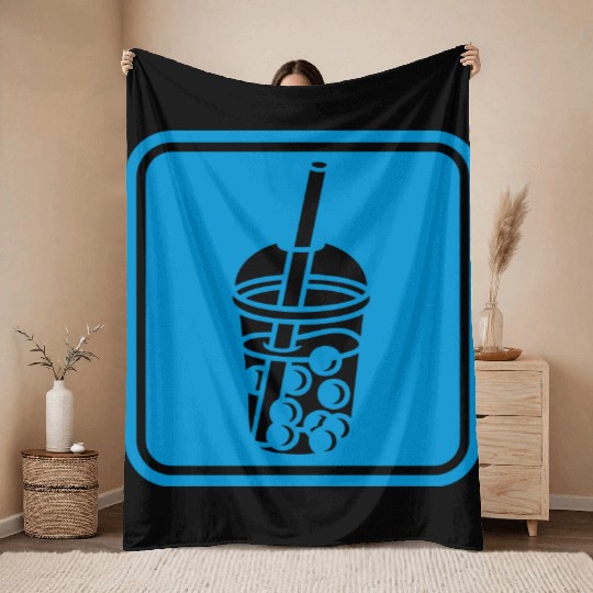 Button sign bubble tea Throw Blankets