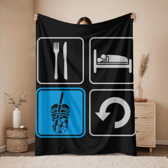 Boba Tea Repeat daily Throw Blankets