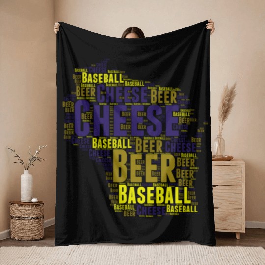 Cheese, Beer, and Baseball Wisconsin Throw Blankets