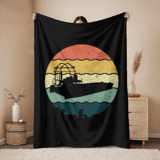 Airboat Fanboat Airboating Planeboat Swamp boat Throw Blankets
