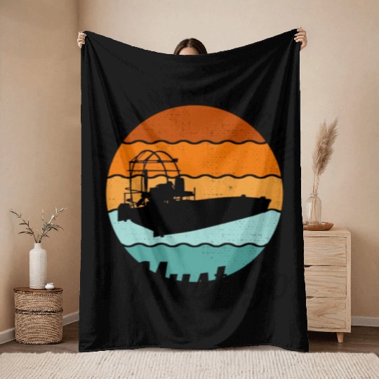 Airboat Fanboat Airboating Planeboat Swamp boat Throw Blankets