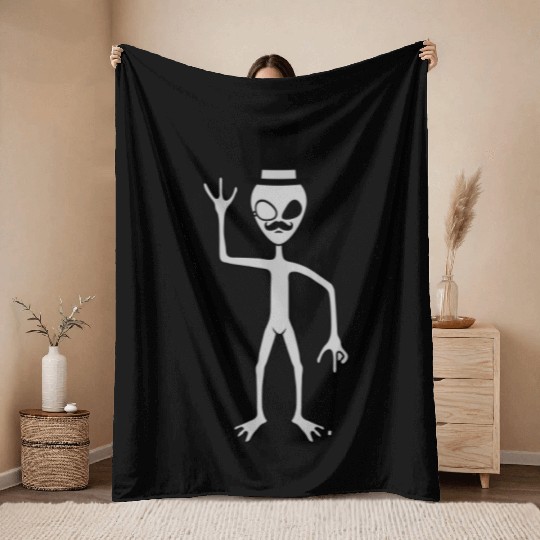 Sir alien waving friendly Throw Blankets