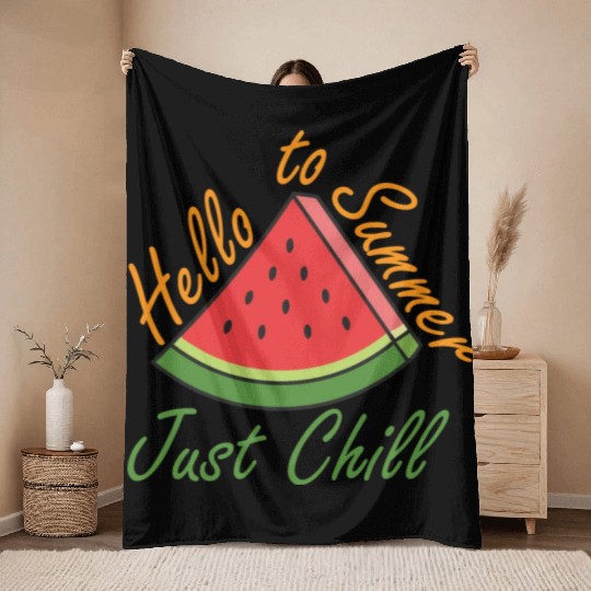 Say Hello to Summer watermelon Design for summer Throw Blankets