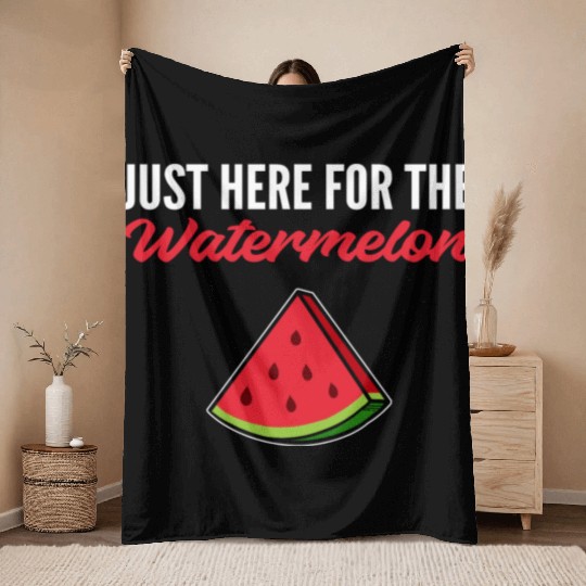 Here for Watermelon Vegan Gift Throw Blankets