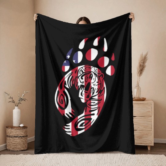 Bear Paw America USA Flag Merica US Stars Stripes Throw Blankets