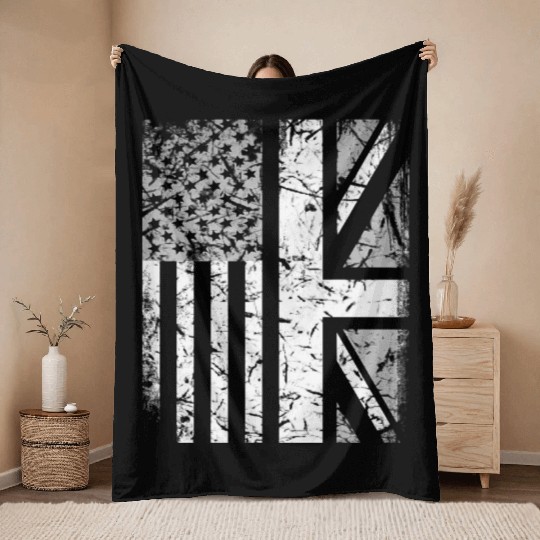 American Flag British Flag US UK Stars Stripes Throw Blankets