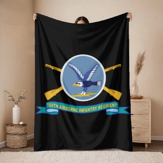 Army 188th Airborne Infantry Regiment w Br SSI Rib Throw Blankets