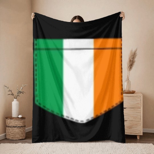 irish flag in a shape of a pocket Throw Blankets