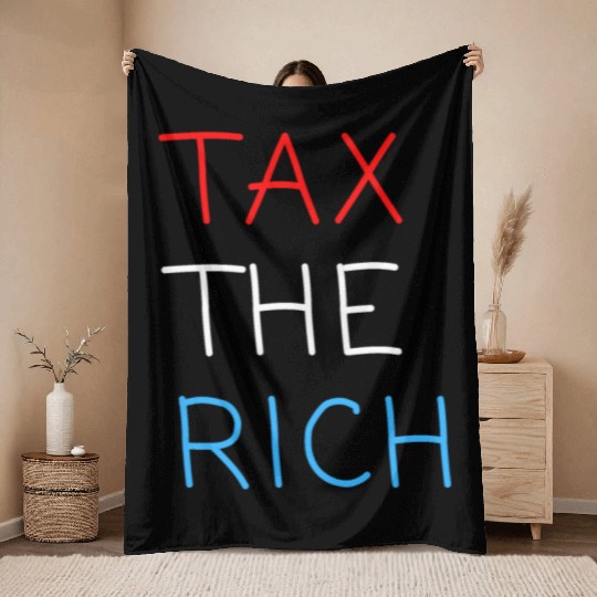 TAX THE RICH (Red, White and Blue letters) Throw Blankets