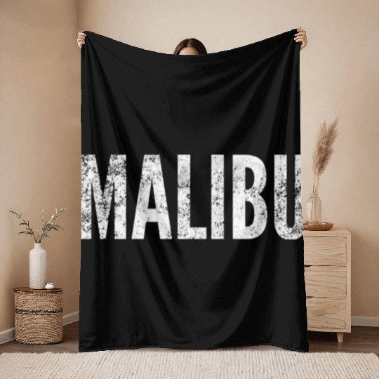 Malibu T Beach Surfing Malibu California Throw Blankets