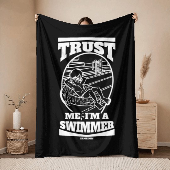 Swimming lifeguard swimming course outdoor pool gi Throw Blankets