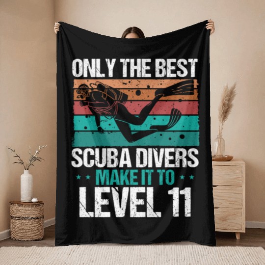 11 Scuba Diving Level 11 Year Diver Snorkeling Throw Blankets