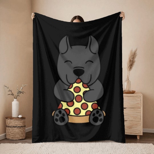 Cane Corso Pizza Lover Throw Blankets