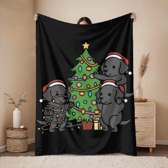 Great Dane Christmas Tree Throw Blankets