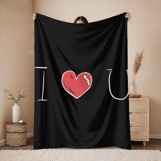 heart red i love you Throw Blankets