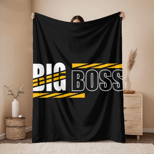 Big Boss typography Throw Blankets