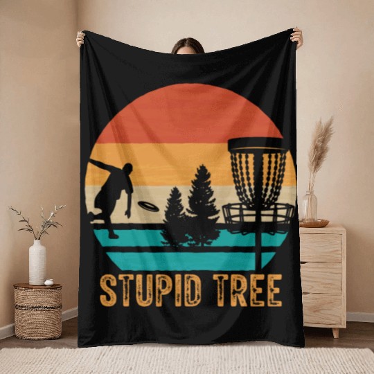 Stupid Tree Disc Golf Vintage Ultimate Frisbee Throw Blankets