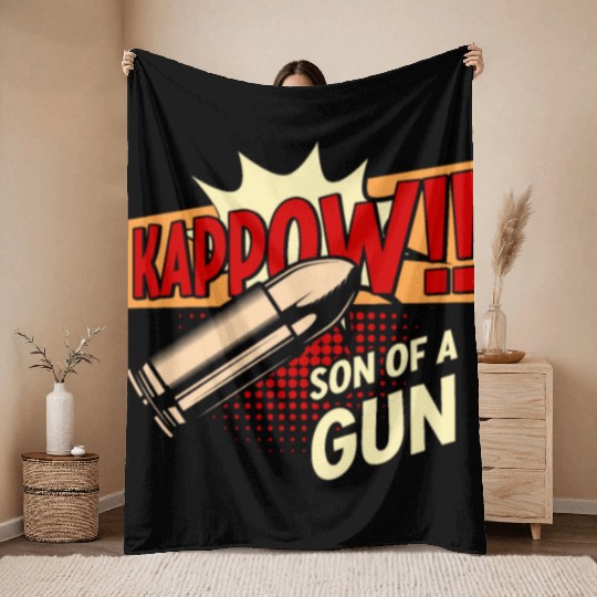 Kappow Bullets Gun Explosion Big bang Aesthetic Throw Blankets