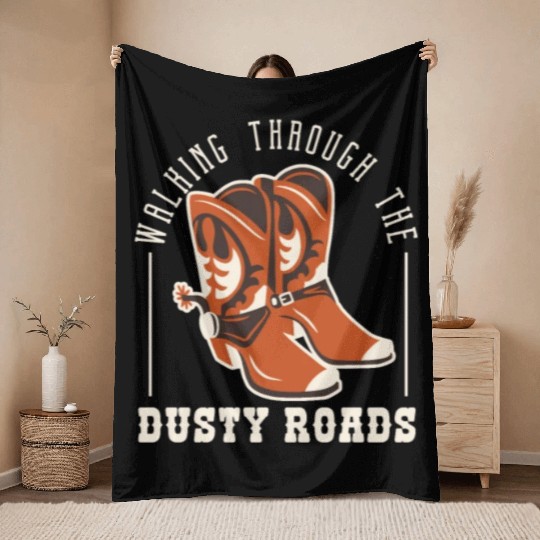 Cowboy Barn Bull Rider Rodeo Country Western Movie Throw Blankets