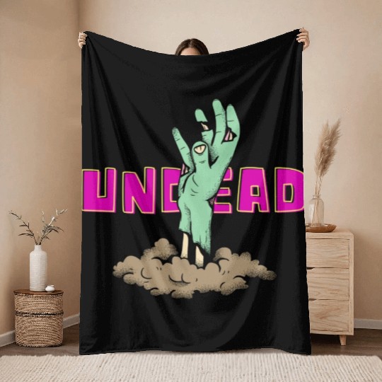 undead zombie punk Goth Horror Throw Blankets