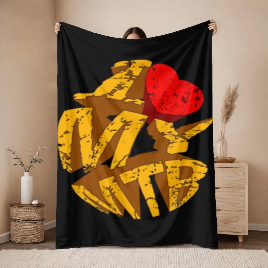 I Love My MTB Vintage Retro Mountainbike Throw Blankets