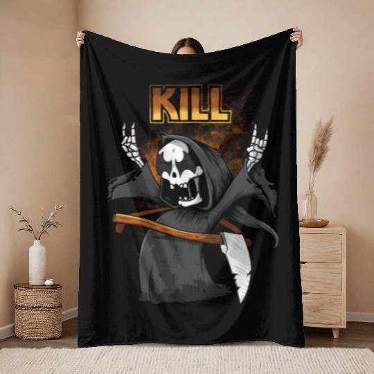 Hard rock deadly Throw Blankets