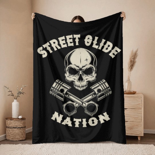 Street Glide Nation Motorcycle Motorcycle Rider Throw Blankets