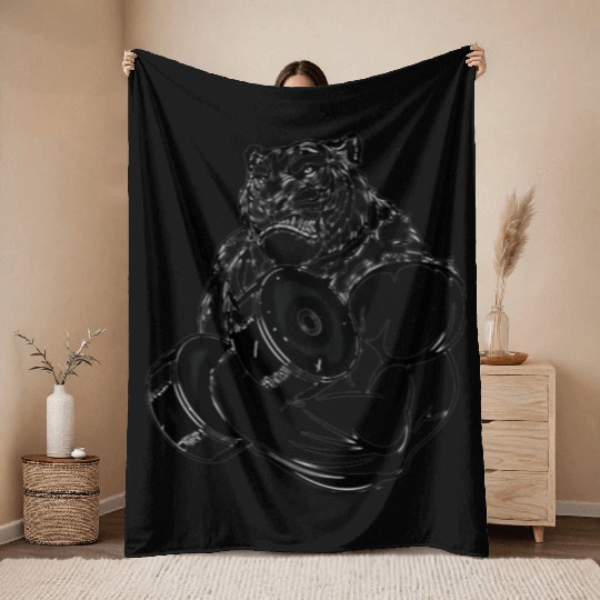 Gym ripped tiger Throw Blankets