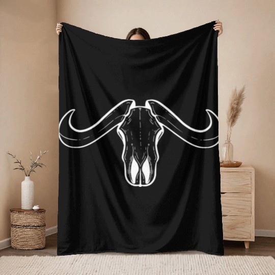 Buffalo Skull Vintage Collector Gift Throw Blankets