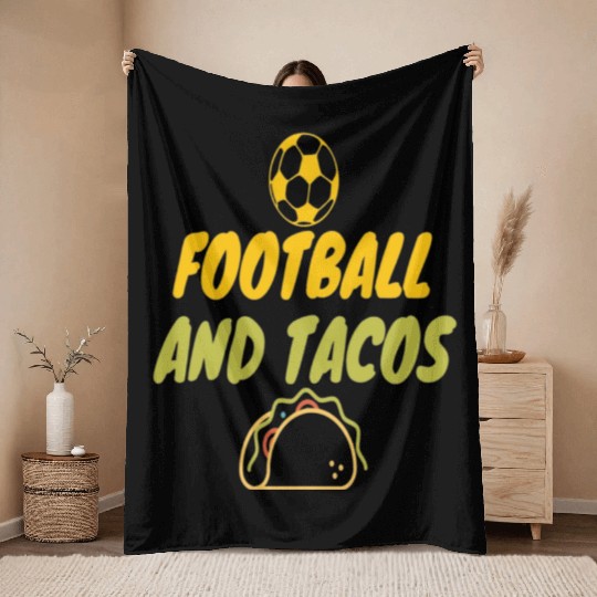 football and tacos Throw Blankets