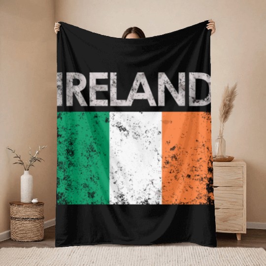 Vintage Ireland Irish Flag Pride Throw Blankets
