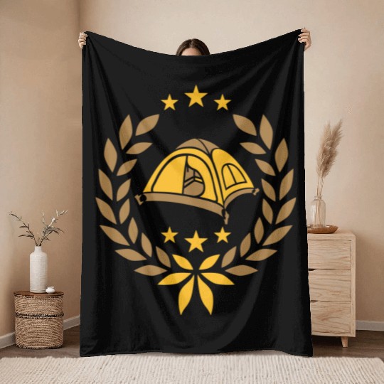 stars laurel wreath camping Throw Blankets