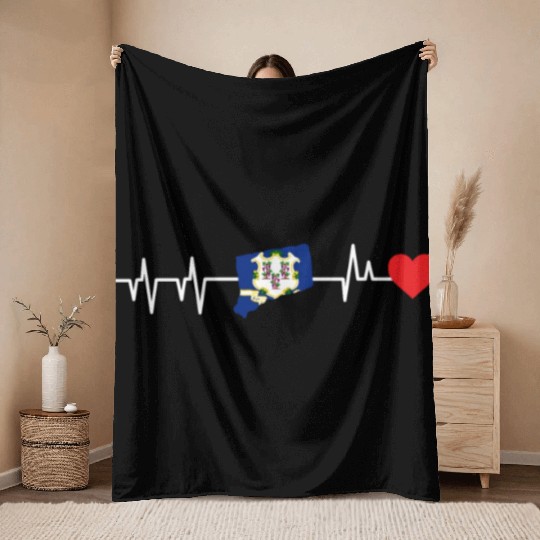 Connecticut Heartbeat Gift Throw Blankets