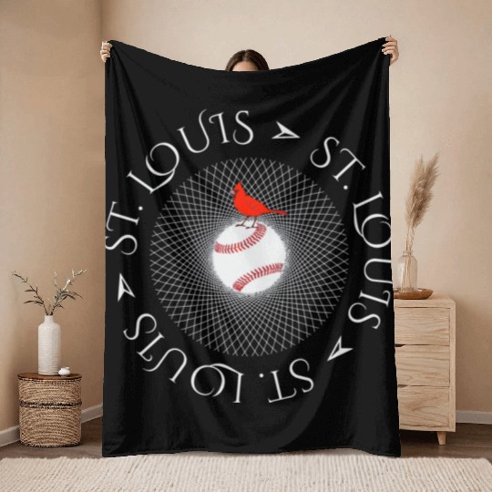 Saint Louis Red Cardinal Circle Font 2019 Throw Blankets