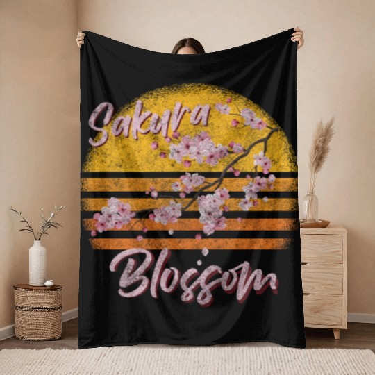 Japan Sakura Departure Sea Of Flowers Throw Blankets