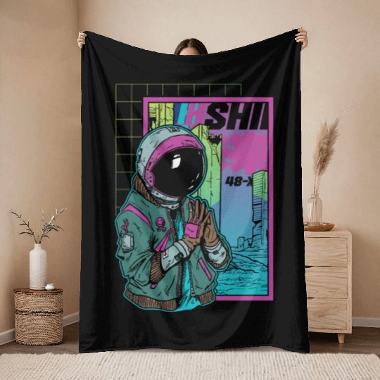 Chaos Astronaut Punk Spaceman Throw Blankets