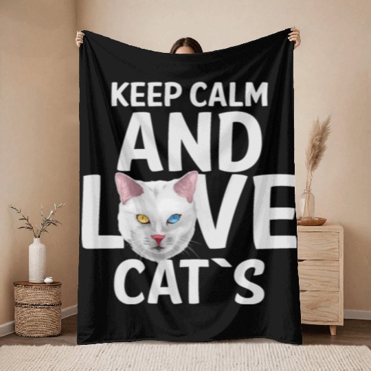 KEEP CALM AND LOVE CAT`S Throw Blankets