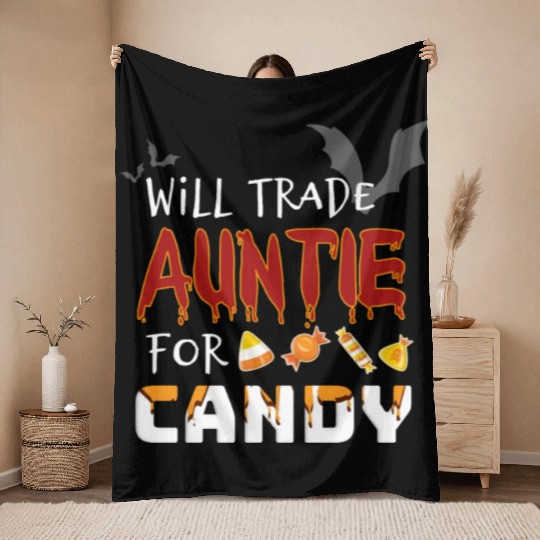 Funny Trick or Treat Costume, Will Trade Aunt for Throw Blankets