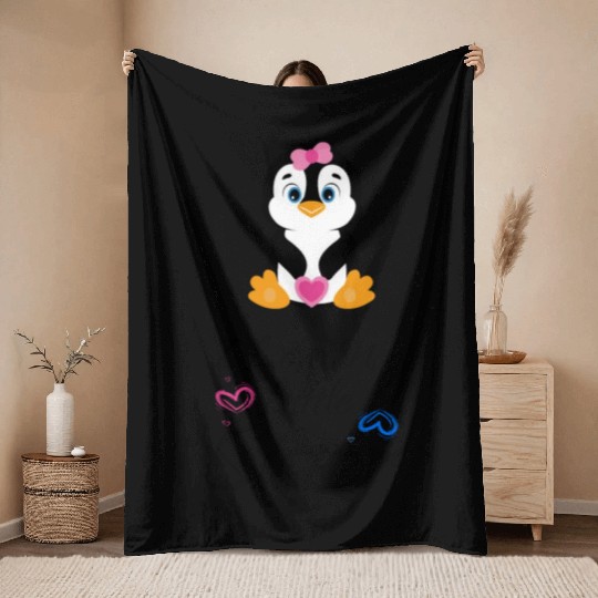 I love my little sister Pinguin Throw Blankets