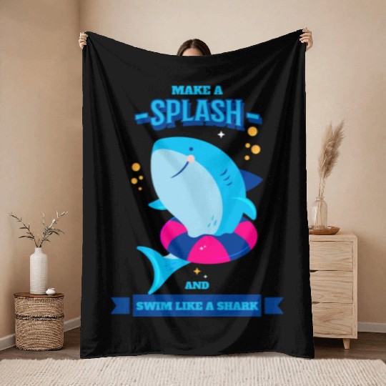 Learn To Swim Make A Spash And Swim Like A Shark Throw Blankets