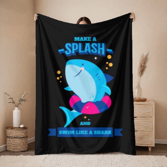 Learn To Swim Make A Spash And Swim Like A Shark Throw Blankets